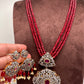 AD Red Stone Pendent Red Monalisa Beads Long Mala