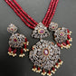 AD Red Stone Pendent Red Monalisa Beads Long Mala