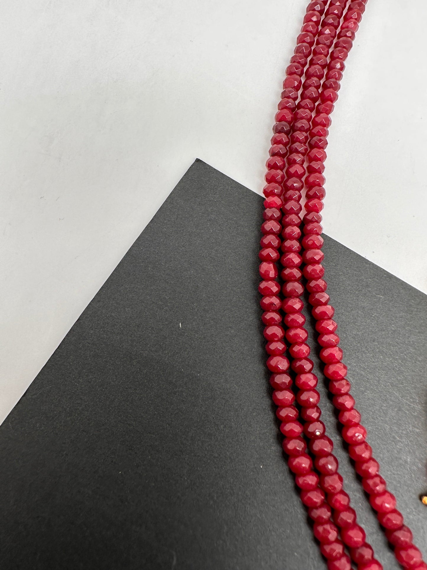AD Red Stone Pendent Red Monalisa Beads Long Mala