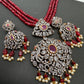 AD Red Stone Pendent Red Monalisa Beads Long Mala