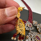 AD Red Stone Pendent Red Monalisa Beads Long Mala
