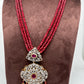 AD Red Stone Pendent Red Monalisa Beads Long Mala