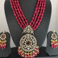 AD Red Stone Kundan Pendent Red Monalisa Beads Long Mala