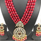 AD Red Stone Kundan Pendent Red Monalisa Beads Long Mala