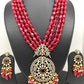 AD Red Stone Kundan Pendent Red Monalisa Beads Long Mala
