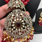 AD Red Stone Kundan Pendent Red Monalisa Beads Long Mala