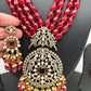 AD Red Stone Kundan Pendent Red Monalisa Beads Long Mala
