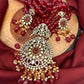 AD Red Stone Kundan Pendent Red Monalisa Beads Long Mala