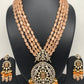 AD Peach Stone Kundan Pendent Peach Monalisa Beads Long Mala