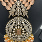 AD Peach Stone Kundan Pendent Peach Monalisa Beads Long Mala
