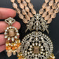 AD Peach Stone Kundan Pendent Peach Monalisa Beads Long Mala