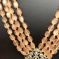 AD Peach Stone Kundan Pendent Peach Monalisa Beads Long Mala