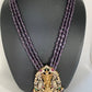Goddess Lakshmi Balaji Pendent Purple Beads Long Mala