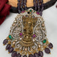 Goddess Lakshmi Balaji Pendent Purple Beads Long Mala