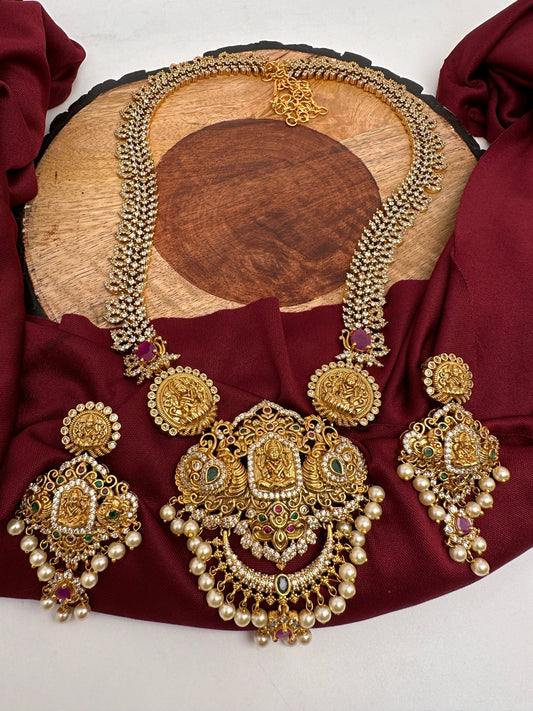 Goddess Lakshmi CZ Matte Finish Necklace