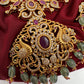 Mango Peacock Design CZ Matte Finish Ethnic Necklace