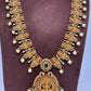 Goddess Lakshmi Links Green Stone CZ Matte Finish Necklace
