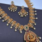 Goddess Lakshmi Links Green Stone CZ Matte Finish Necklace