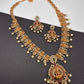 Goddess Lakshmi Links Green Stone CZ Matte Finish Necklace