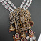 Goddess Lakshmi Balaji Antique Victorian Finish White Beads Rani haar