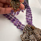Lord Srinathji Krishna Antique Victorian Finish Purple Beads Rani haar