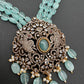 Polki Antique Victorian Finish Beads Rani haar - LightGreen