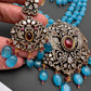 Polki Antique Victorian Finish Beads Rani haar - Red