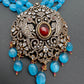 Polki Antique Victorian Finish Beads Rani haar - Red