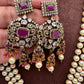 Polki Antique Victorian Finish Rani Haar - Red