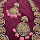 Lord Vishnu Goddess Lakshmi CZ Pink Pumpkin beads Necklace