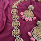 Lord Vishnu Goddess Lakshmi CZ Pink Pumpkin beads Necklace
