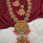 Lord Vishnu Goddess Lakshmi CZ Pink Pumpkin beads Necklace