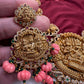 Lord Vishnu Goddess Lakshmi CZ Pink Pumpkin beads Necklace