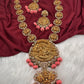 Lord Vishnu Goddess Lakshmi CZ Pink Pumpkin beads Necklace