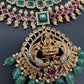 Goddess Lakshmi CZ Red Green Stone Multi Layer Emerald Green beads Necklace