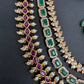Goddess Lakshmi CZ Red Green Stone Multi Layer Emerald Green beads Necklace