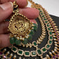 Goddess Lakshmi CZ Red Green Stone Multi Layer Emerald Green beads Necklace