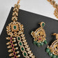 Goddess Lakshmi CZ Red Green Stone Multi Layer Emerald Green beads Necklace