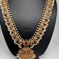 Goddess Lakshmi CZ Red Green Stone Guttapusalu Necklace