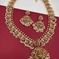 Goddess Lakshmi CZ Red Green Stone Guttapusalu Necklace