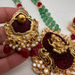 Nakshi Ganesha Kundan Green Beads Necklace
