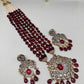 Victorian Moissanite Marron Red Beads Long Necklace