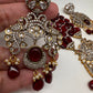 Victorian Moissanite Marron Red Beads Long Necklace
