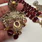 Victorian Moissanite Marron Red Beads Long Necklace