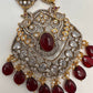 Victorian Moissanite Marron Red Beads Long Necklace