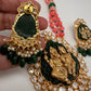 Nakshi Narasingh Avatar Kundan Carved Green Stone Pink Tulip Beads Necklace