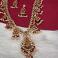 Goddess Lakshmi CZ Color Stone Rice Pearls Guttapusalu Necklace - Red