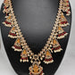 Goddess Lakshmi CZ Color Stone Rice Pearls Guttapusalu Necklace - Red