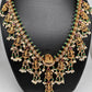 Dashavataram CZ Red Green Stone Rice Pearls Green Beads Guttapusalu Necklace