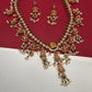 Dashavataram CZ Red Green Stone Rice Pearls Green Beads Guttapusalu Necklace